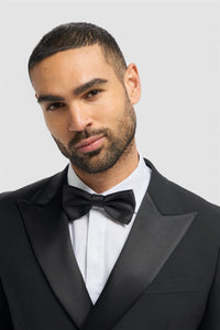 Aspen - Blazer de esmoquin negro de doble botonadura para hombre