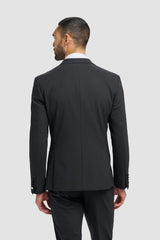 Aspen - Blazer de esmoquin negro de doble botonadura para hombre
