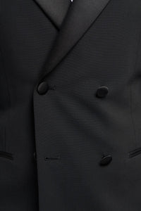 Aspen - Blazer de esmoquin negro de doble botonadura para hombre