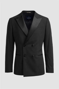 Aspen - Blazer de esmoquin negro de doble botonadura para hombre