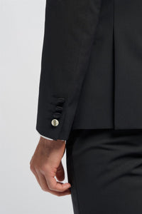 Aspen - Blazer de esmoquin negro de doble botonadura para hombre