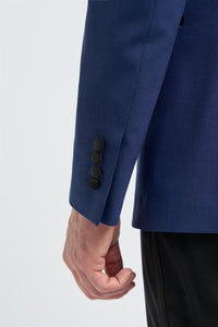 Aspen - Blazer de esmoquin azul para hombre con cuello chal