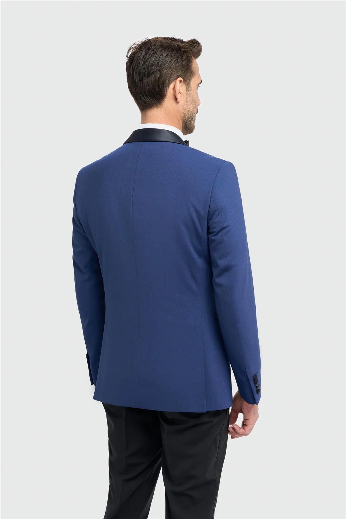 Aspen - Blazer de esmoquin azul para hombre con cuello chal