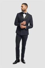 Aspen - Blazer de esmoquin cruzado azul marino para hombre
