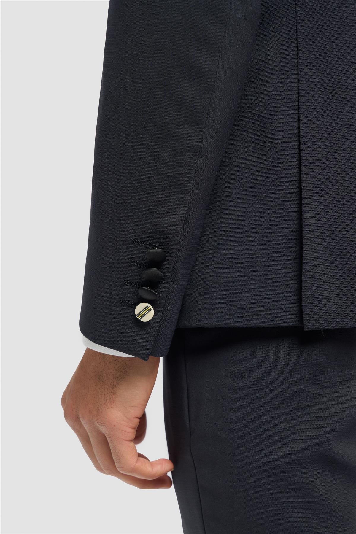 Aspen - Blazer de esmoquin cruzado azul marino para hombre