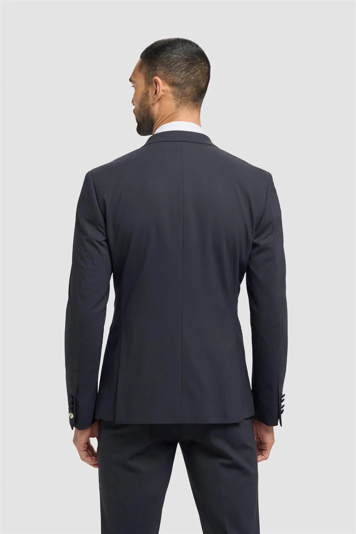Aspen - Blazer de esmoquin cruzado azul marino para hombre