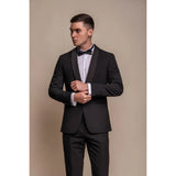 Aspen - Blazer de esmoquin negro liso para hombre