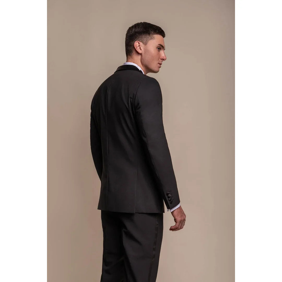 Aspen - Blazer de esmoquin negro liso para hombre