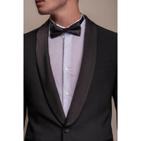 Aspen - Blazer de esmoquin negro liso para hombre