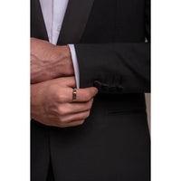 Aspen - Blazer de esmoquin negro liso para hombre