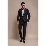 Aspen - Blazer de esmoquin negro liso para hombre