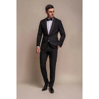 Aspen - Blazer de esmoquin negro liso para hombre
