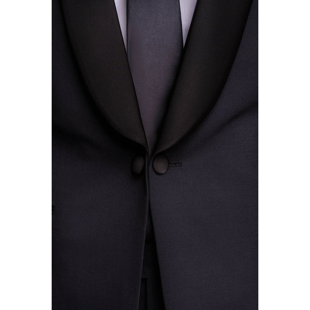 Aspen - Blazer de esmoquin azul marino liso para hombre