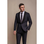 Aspen - Blazer de esmoquin azul marino liso para hombre