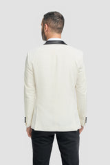 Aspen - Traje de esmoquin de dos piezas para hombre, color crema, con cuello chal.