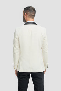 Aspen - Traje de esmoquin de dos piezas para hombre, color crema, con cuello chal.