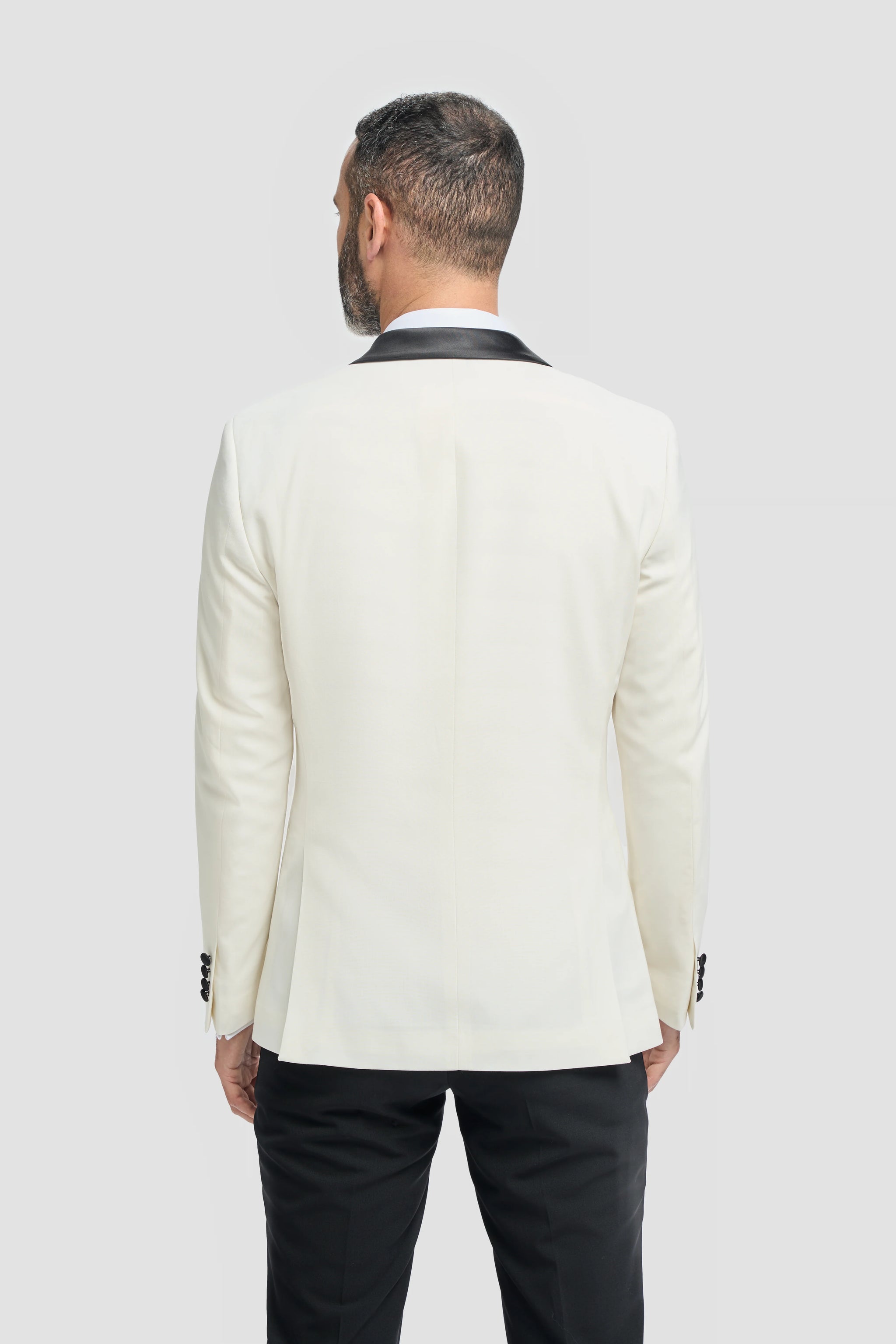 Aspen - Traje de esmoquin de dos piezas para hombre, color crema, con cuello chal.
