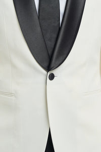 Aspen - Traje de esmoquin de dos piezas para hombre, color crema, con cuello chal.