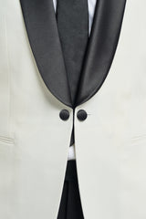 Aspen - Traje de esmoquin de dos piezas para hombre, color crema, con cuello chal.