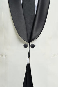 Aspen - Traje de esmoquin de dos piezas para hombre, color crema, con cuello chal.