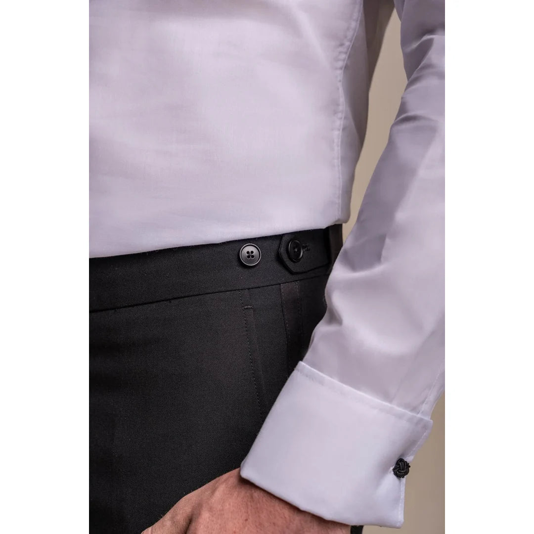 Aspen - Pantalones clásicos negros lisos para hombre