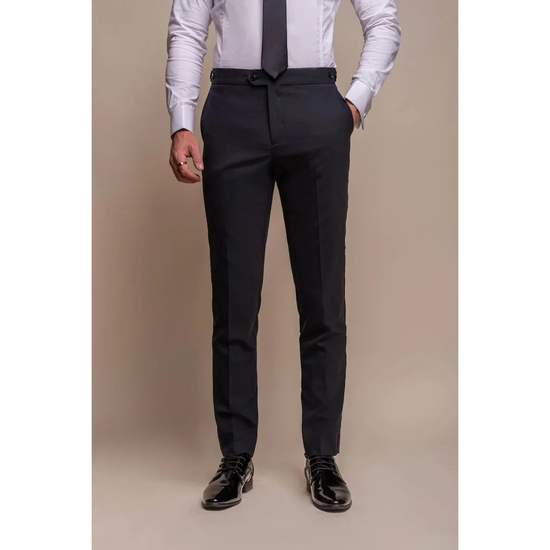 Aspen - Pantalones clásicos azul marino lisos para hombre