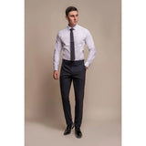 Aspen - Pantalones clásicos azul marino lisos para hombre