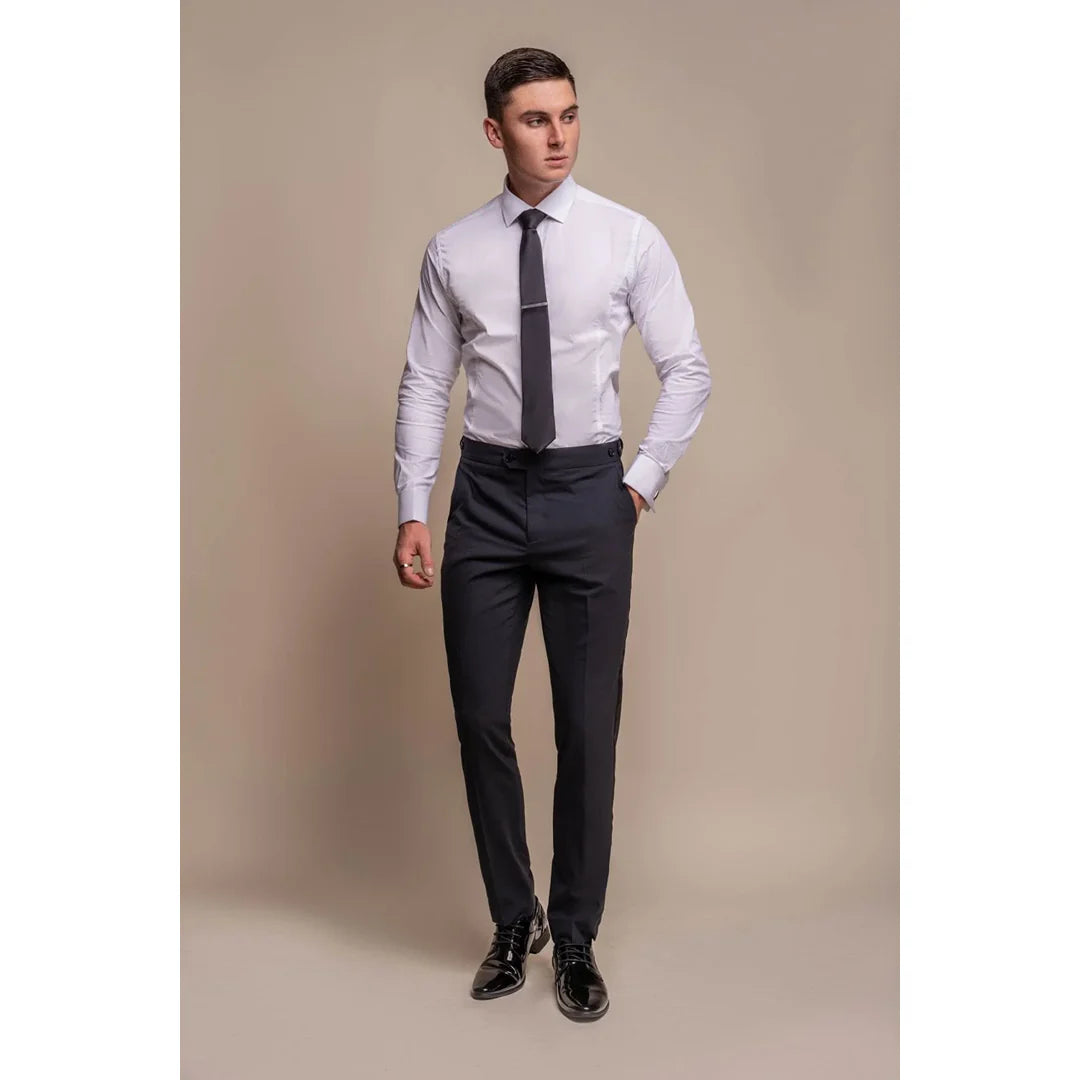 Aspen - Pantalones clásicos azul marino lisos para hombre