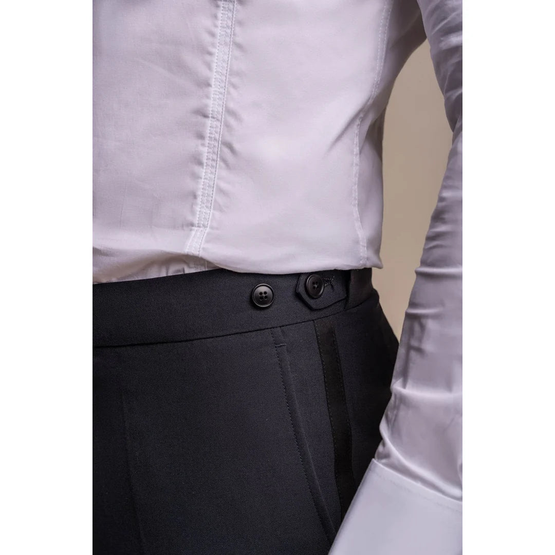 Aspen - Pantalones clásicos azul marino lisos para hombre