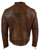 Chaqueta de motociclista para hombre Nevada Timberk Urban, ajustada, de cuero auténtico, estilo retro, con cremallera.