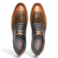 Avila - Zapatos brogue de cuero con cordones color marrón coñac para hombre