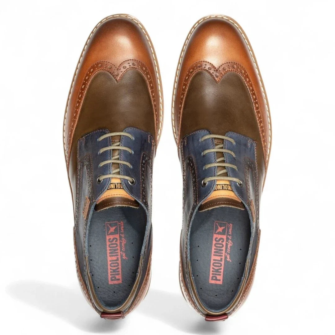 Avila - Zapatos brogue de cuero con cordones color marrón coñac para hombre