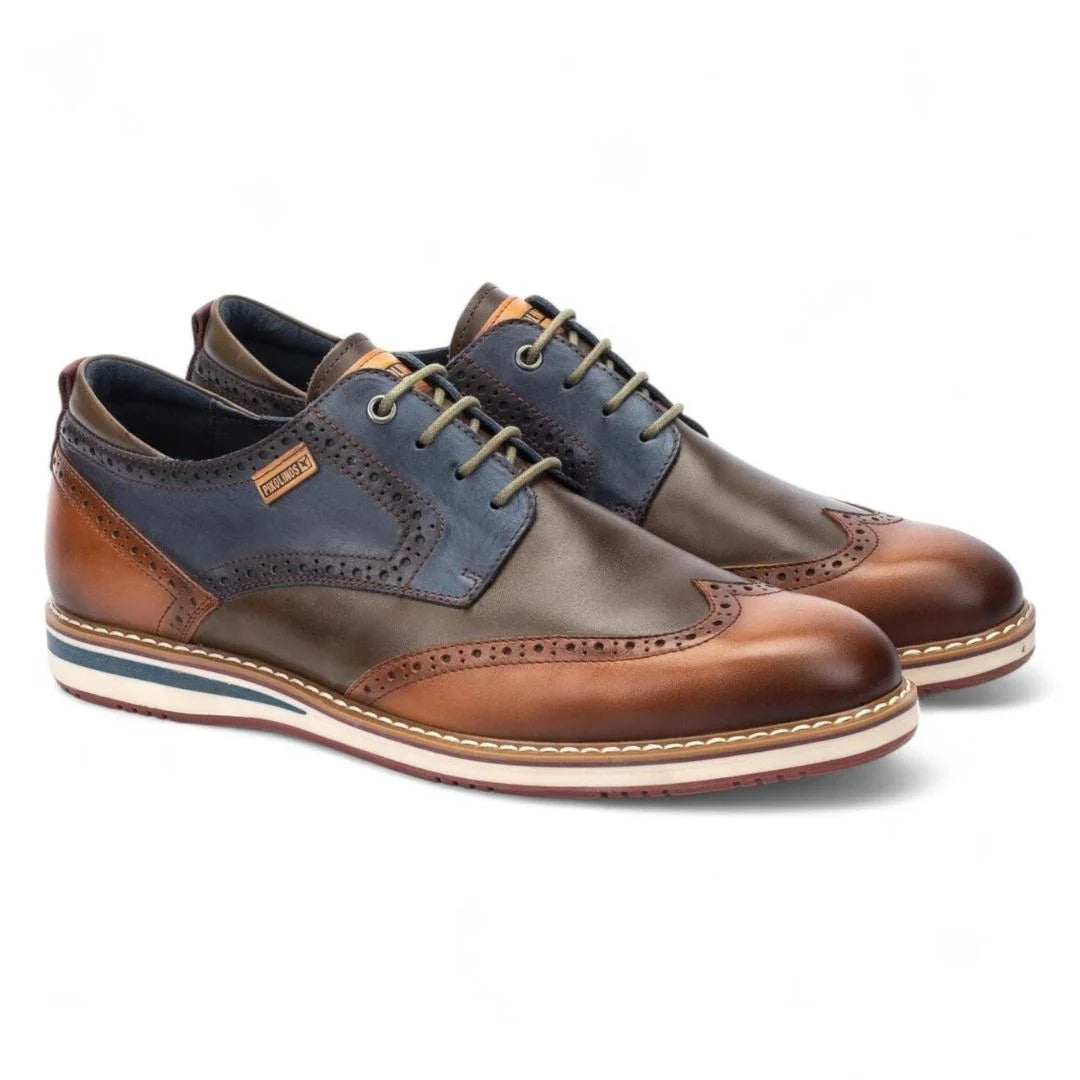 Avila - Zapatos brogue de cuero con cordones color marrón coñac para hombre