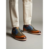 Avila - Zapatos brogue de cuero con cordones color marrón coñac para hombre