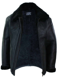 Chaqueta de piloto B3 original de piel de oveja Sherling para hombre, cálida para invierno - B3 Negro