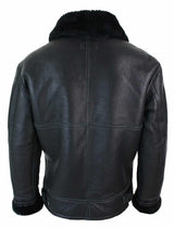 Chaqueta de piloto B3 original de piel de oveja Sherling para hombre, cálida para invierno - B3 Negro