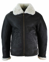 Chaqueta de piloto B3 original de piel de oveja Sherling auténtica para hombre, cálida para invierno - Marrón Crema B3