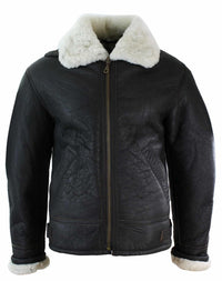 Chaqueta de piloto B3 original de piel de oveja Sherling auténtica para hombre, cálida para invierno - Marrón Crema B3