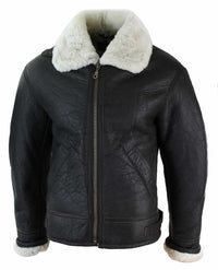 Chaqueta de piloto B3 original de piel de oveja Sherling auténtica para hombre, cálida para invierno - Marrón Crema B3