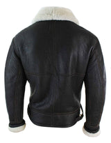 Chaqueta de piloto B3 original de piel de oveja Sherling auténtica para hombre, cálida para invierno - Marrón Crema B3