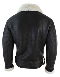 Chaqueta de piloto B3 original de piel de oveja Sherling auténtica para hombre, cálida para invierno - Marrón Crema B3