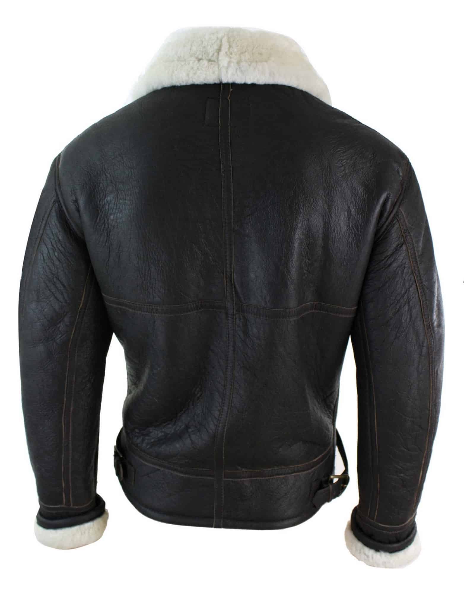 Chaqueta de piloto B3 original de piel de oveja Sherling auténtica para hombre, cálida para invierno - Marrón Crema B3