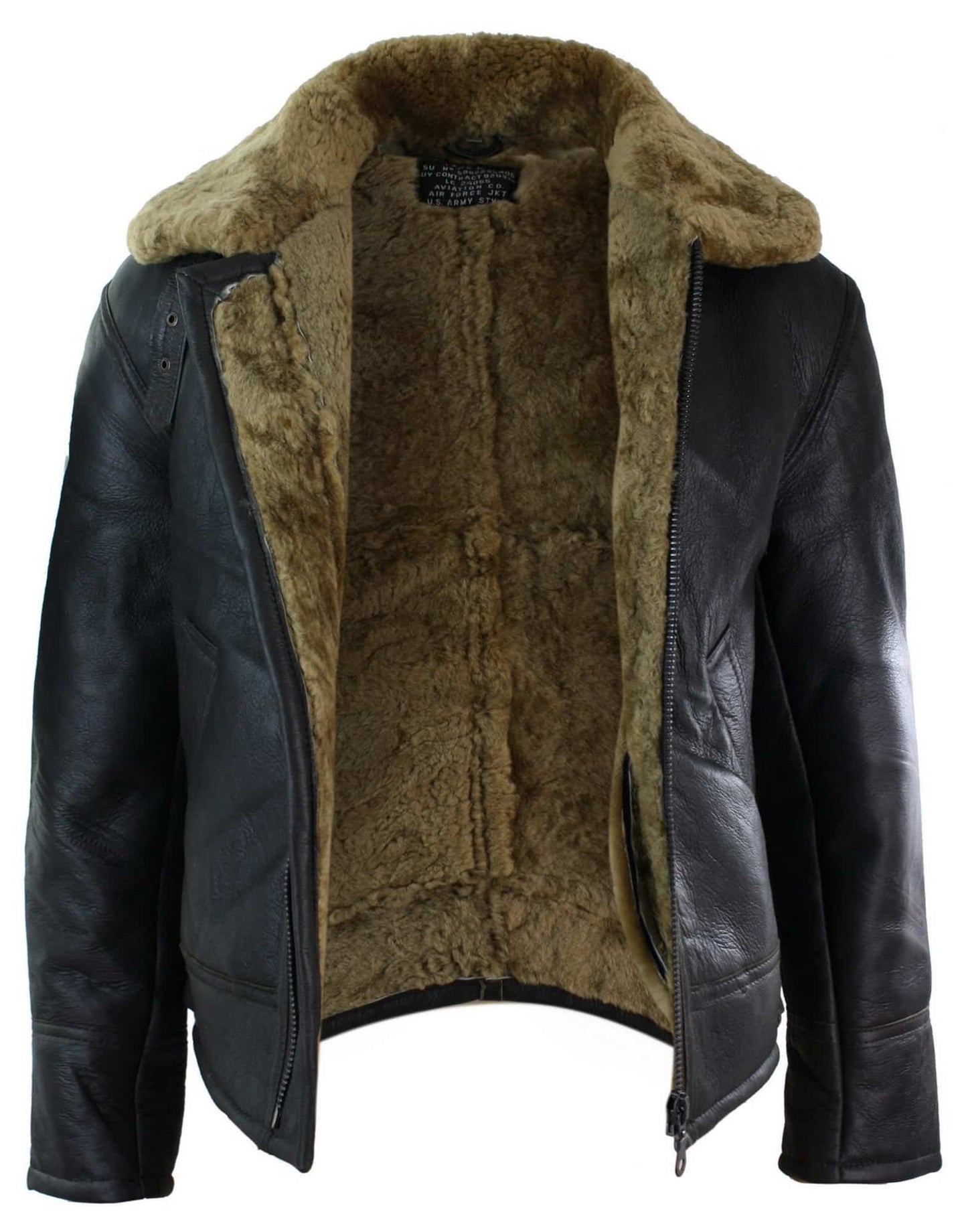 Chaqueta de piloto B3 original de piel de oveja Sherling auténtica para hombre, cálida para invierno - B3 Marrón Jengibre