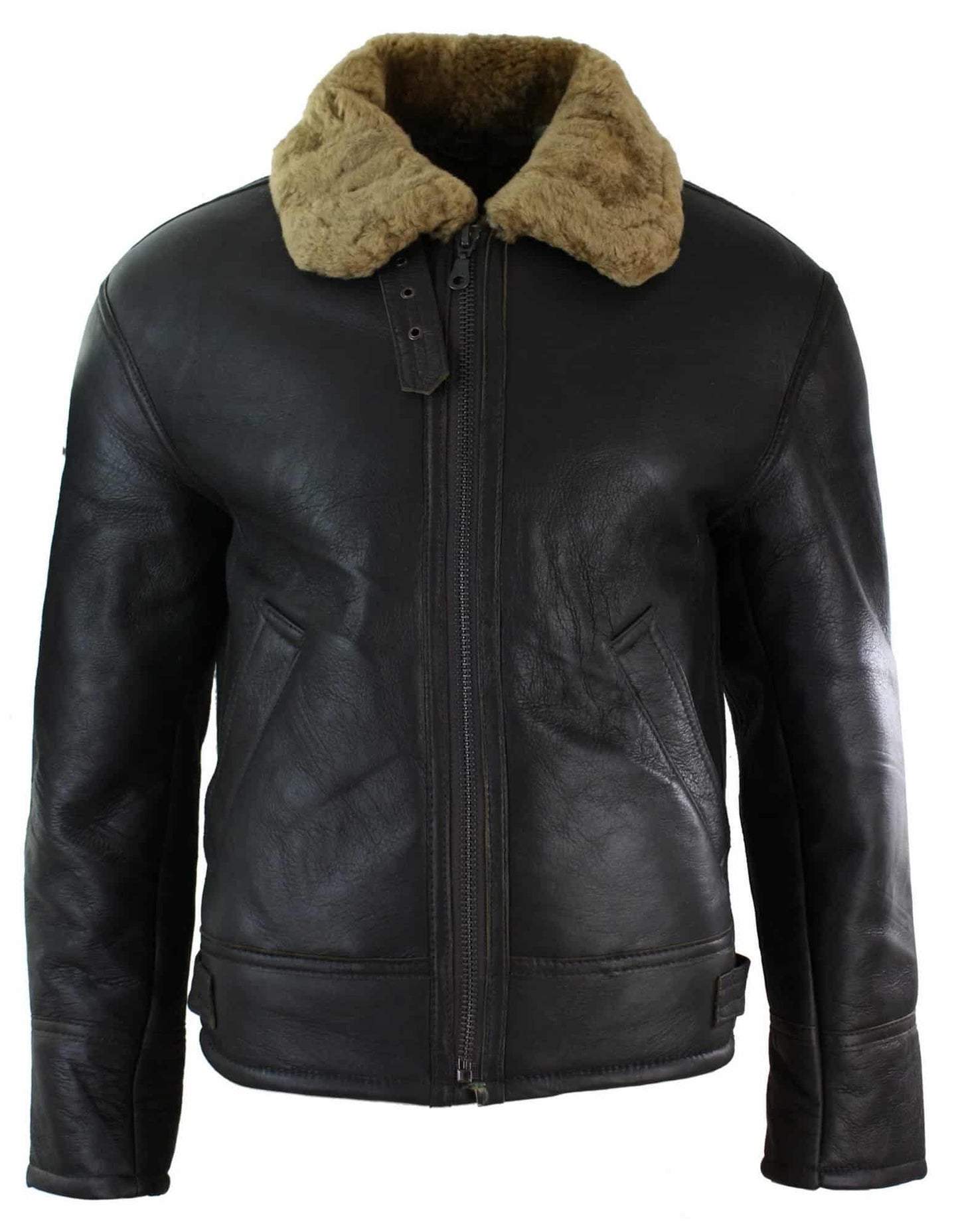 Chaqueta de piloto B3 original de piel de oveja Sherling auténtica para hombre, cálida para invierno - B3 Marrón Jengibre
