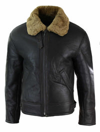 Chaqueta de piloto B3 original de piel de oveja Sherling auténtica para hombre, cálida para invierno - B3 Marrón Jengibre