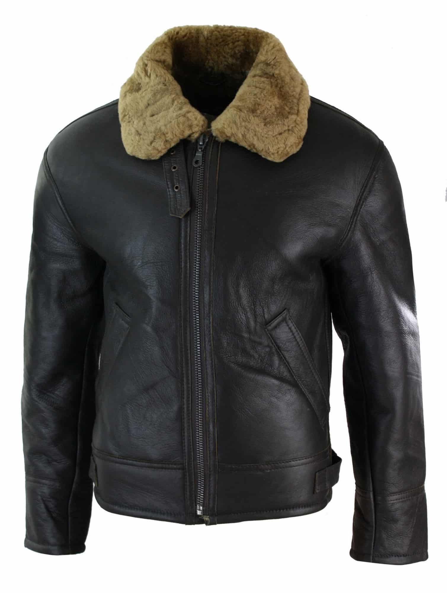 Chaqueta de piloto B3 original de piel de oveja Sherling auténtica para hombre, cálida para invierno - B3 Marrón Jengibre