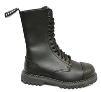 Botas militares unisex de cuero auténtico negras Ginders Herald Punk Rock Safety Steel Tone