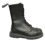 Botas militares unisex de cuero auténtico negras Ginders Herald Punk Rock Safety Steel Tone