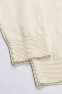Jersey de cuello alto color crema para hombre, de suave mezcla de viscosa, manga larga, de punto.