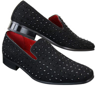 Zapatos mocasines de gamuza para hombre, sin cordones, con tachuelas plateadas, elegantes, informales, brillantes, para fiestas.